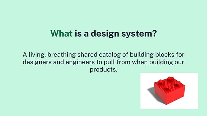 Design system presentation slide 2