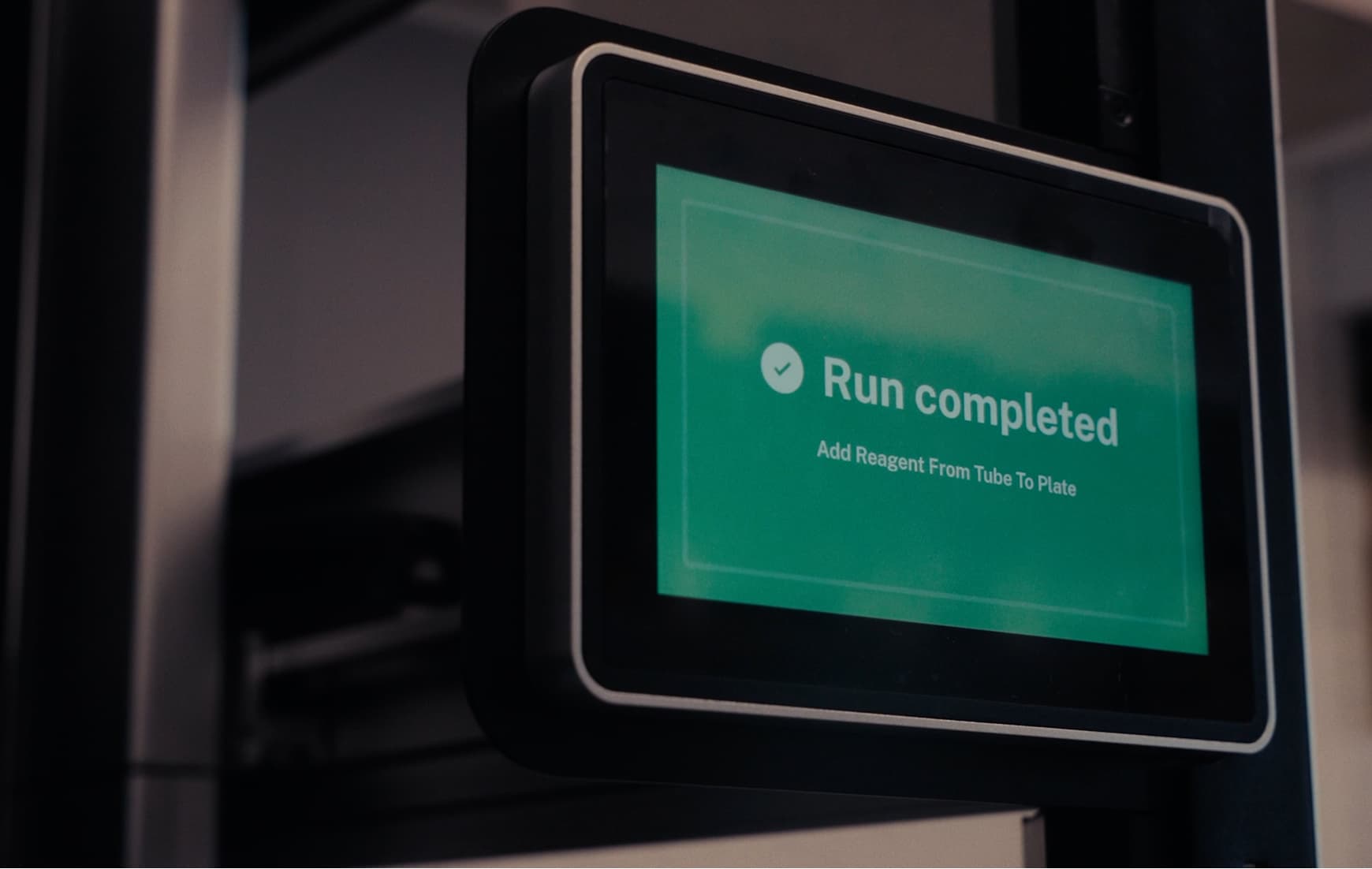 Screen showing run completed message